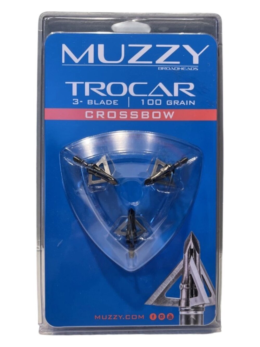 Muzzy Trocar Crossbow Broadheads 3 blade 100 Grain (3 Pack)